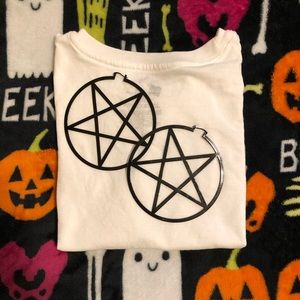 Black Pentagram Hoop Earrings